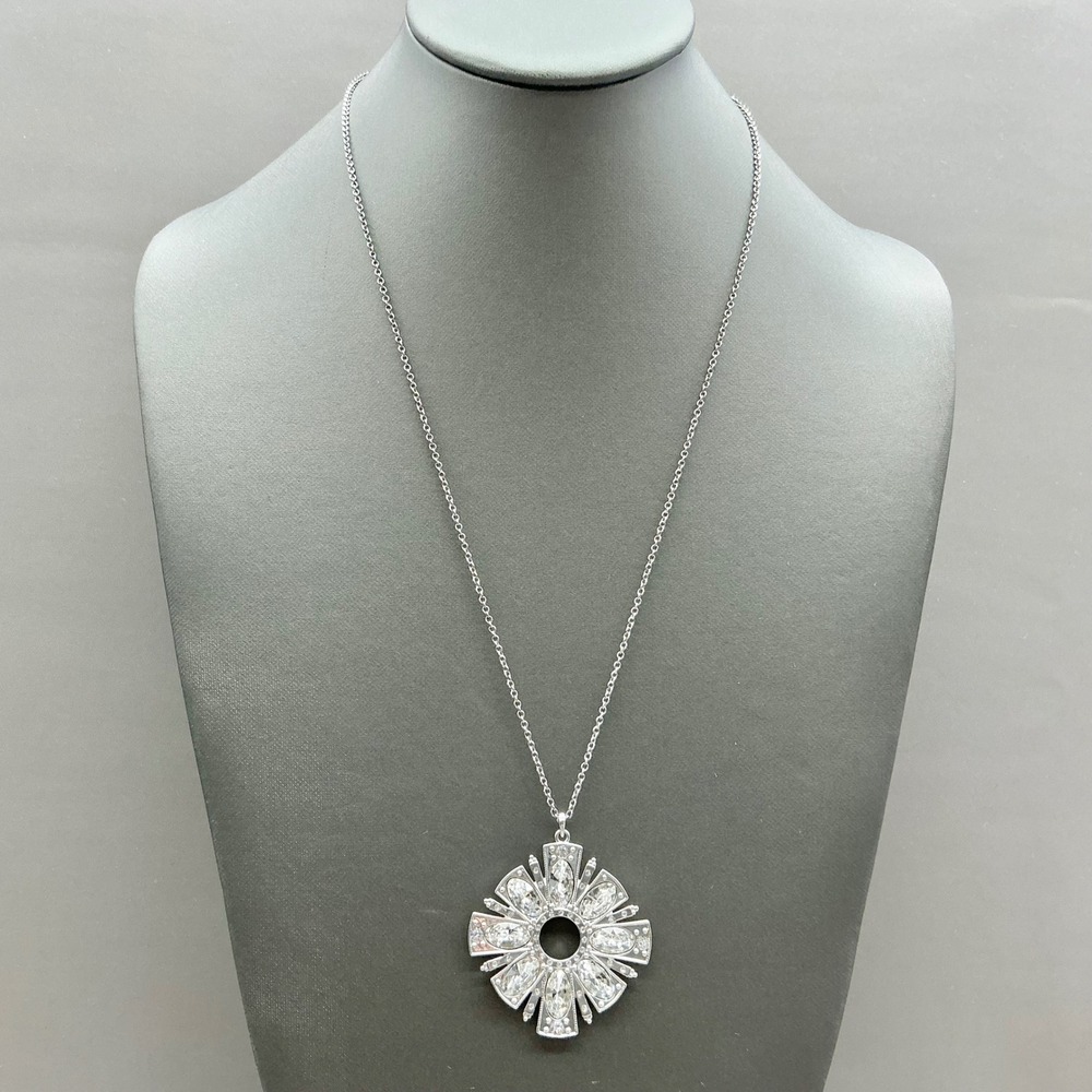 Touchstone Crystal Necklace Shine Bright Silver Tone Clear Crystal Starburst